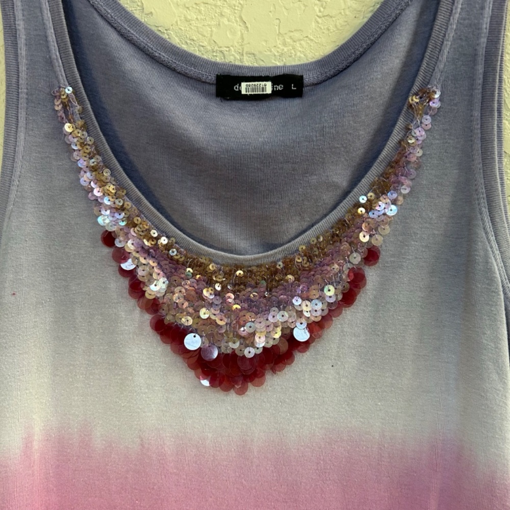 David Cline Tank Top With Sequence. Sz. L - image 2